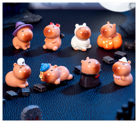 Décoration de jardin, fantôme de dessin animé d'Halloween, citrouille, vampire, momie, sorcière, chapeau, capybara, résine, animal, mini accessoires de maison de poupée, jouets pour enfants