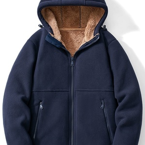 Wholesale Autumn and Winter New Heavyweight Men's Fleece Jacket Casual Hooded with <b>Thick</b> Fleece Warm <b>Cardigan</b> Jacket - Product Image 5
