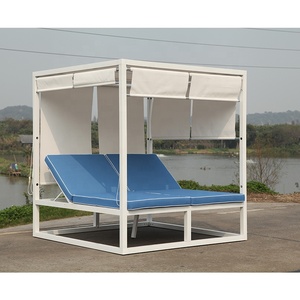 Lit de plage double de luxe en rotin avec auvent pour cour, villa, parc, hôtel et salon – Daybed d'extérieur - Product Image 5
