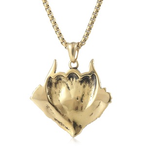 Yunnique – pendentif œil du diable en acier inoxydable, avec crâne et cornes de bélier, incrustation d'œil rouge, collier punk pour hommes, chaîne de 60cm - Product Image 3