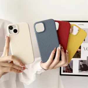 Luxury premium litchi pebble PU leather phone case covers for Apple iphone 15 14 13 12 11 pro max plus fundas