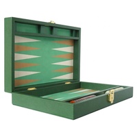Handgefertigtes Familien-Leder-Brettspiel-Set mit Würfeln und Backgammon-Steinen