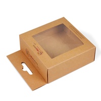 Vente chaude Emballage en papier kraft brun écologique Boîte pliante avec fenêtre en PVC Échantillon gratuit Type de dossier laminé mat