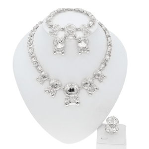 Yulaili Cute Diamond-studded <strong>Doraemon</strong> XO Series Necklace Bracelet Ring Earrings Banquet Wedding Jewelry <strong>Set</strong> - Product Image 5