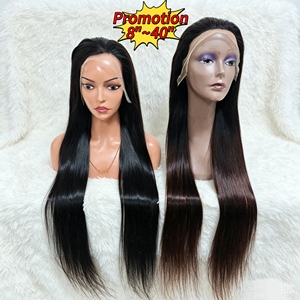 Promotion 9A Long <b>Wigs</b> 8inch to 40 Inches 13x4 Lace Frontal Straight, Water Wave Natural 1BT4 Color 100% Human Hair <b>Wigs</b> - Product Image 1