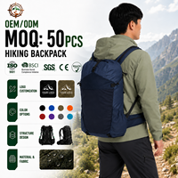 Sac à dos de randonnée léger multi-compartiments en nylon Ripstop 45L avec fermeture Roll Top