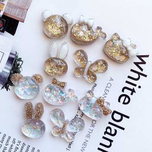 Arc <span class=keywords><strong>Rabitt</strong></span> mignon autocollants résine pendentif épingles à cheveux chaussures accessoires coque de téléphone bijoux résine artisanat pour la décoration - Product Image 2