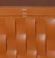 Boîte de rangement de panier tissé en cuir de selle SN-154orange boîte de coffre avec couvercle aclic Double poignée boîte de coffre faite à la main