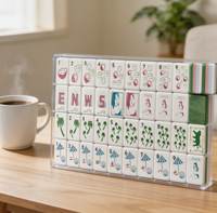 Ensemble de Mahjong Américain de Luxe en Acrylique Vert Émeraude Moderne, Tuiles Peintes à la Main, Taille Standard, Portable, Logo Personnalisé, Vente en Gros