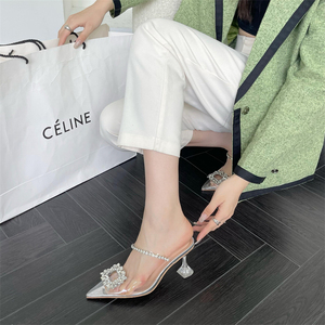 2025 Newest Summer Women's Party High Heels Wedding Shoes Transparent Toe Autumn Kitten Heel <b>Sandals</b> - Product Image 2