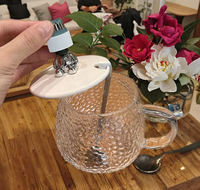 Tasse Ourson Premium avec Couvercle et Cuillère en Verre Résistant à la Chaleur pour Bureau ou Fête, Design Classique
