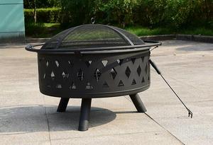 Portable Steel Fire Pit with <b>BBQ</b> Grill for Patio & Camping Garden Yard Furniture Indoor Warming Folding Feature Charcoal Fuel - Product Image 2