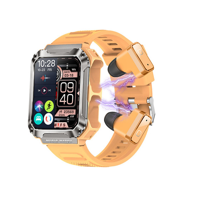 Newly Sport TWS Smartwatch 3in1 Music Player 4GB Memory 400Mah Call Men Watch With Headphones T93 Smart Watch With Earphones