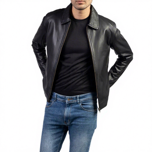 Veste en cuir de qualité supérieure pour hommes avec conception de chemise à col-Taille personnalisée et logo OEM, prix d'usine en gros - Product Image 1