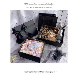 Black High-End <b>Large</b> Capacity Scarf <b>Gift</b> Souvenir Rigid <b>Box</b> Bowknot Top Bottom Cover Recycled Materials Stamping Printing Stock - Product Image 2