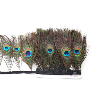 Chất Lượng Cao Trims Fringe Trang Phục Trang Trí Nhuộm Peacock Eye <span class=keywords><strong>Feather</strong></span> Satin Ribbon May Thủ Công Mỹ Nghệ - Product Image 2