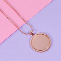 Pendentif rond en acier inoxydable poli de 25 mm, logo personnalisé gravé, cadeau, souvenir, gravure vierge, nom, collier sans ternissement