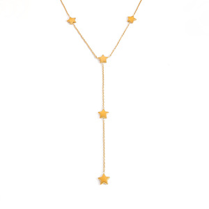 Collier pendentif étoile en acier inoxydable couleur or 18 carats, chaîne de clavicule unisexe pour usage quotidien - Product Image 5