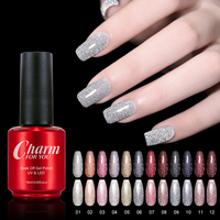 Esmalte de Uñas en Gel Profesional para Discoteca, 16 Colores Reflectantes con Purpurina, Esmalte de Uñas en Gel UV de 15 ml, Esmalte de Uñas en Gel Navideño