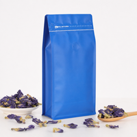 Sachet à fond plat anti-humidité avec valve et fermeture éclair pour l'emballage de thé, café expresso en poudre, grains et noix