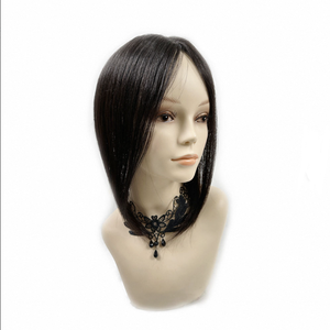 Perruque à clipser en cheveux humains lisses de 12 pouces, noir naturel brun, WIGTS, bonnet léger et respirant de qualité supérieure, livraison rapide - Product Image 1