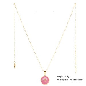 Collier pendentif en forme de croix en acier inoxydable avec goutte d'huile Chaîne de figaro tendance en forme de lettre plaquée or Idée cadeau d'anniversaire à la mode - Product Image 6