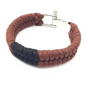 Fashion brazilian jiu-jitsu belt rank rope handmade woven 550 paracord bracelet with adjustable shackle