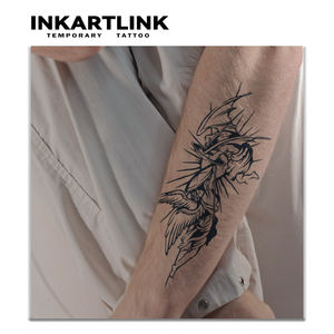 INKARTLINK Pegatina de Tatuaje Ángel y Demonio Batalla del Bien y el Mal Arcángel Miguel Gótico Épico Herbal 15 Días Arte Corporal a Granel - Product Image 2