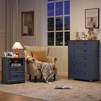 Commode moderne à 6 tiroirs réglables, 41 pouces de hauteur, en bois rustique avec poignées métalliques, pour chambre, salon, couloir, entrée