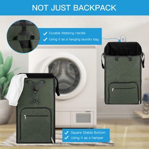 Mochila Grande para Ropa Sucia 2 en 1 con Cesta y Correas para el Hombro, Bolsa de Lavandería Independiente para Dormitorio Universitario - Product Image 4