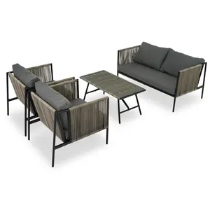 outdoor sofa with Thick Cushions and Toughened Glass Table,sofa set furniture outdoor With Loveseat,Free US shipping