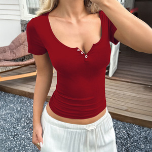 Bdbh T-shirt da donna sexy con bottoni, stile Y2K Spice Girls, a maniche corte, per il mercato europeo e americano, Collezione Primavera 2026 - Product Image 4