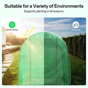 Serre portable, <span class=keywords><strong>tunnel</strong></span> de serre, jardin, serre pour plantes avec couverture en PE verte, porte à fermeture éclair enroulable - Product Image 6