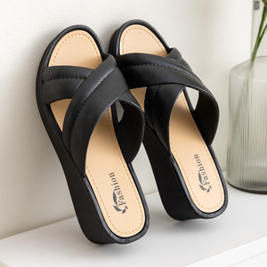 Chaussons <span class=keywords><strong>de</strong></span> haute qualité pour femmes, pour l'été, à talon moyen, semelles épaisses, décontractés et confortables, pour la maison et la salle <span class=keywords><strong>de</strong></span> bain, antidérapants - Product Image 4