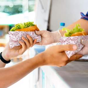 Kraft Food Grade Greaseproof Wrapping <b>Paper</b> with Custom Logo Fast Food <b>Packing</b> <b>Paper</b> - Product Image 5