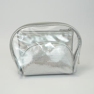 3pcs clear PVC Waterproof Makeup Holder Transparent <strong>Toiletry</strong> Pouch Sequin Cosmetic Bag - Product Image 1