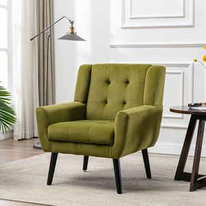 Rtuelmo Modern Velvet <b>Accent</b> <b>Chair</b> Black Legs Tufted Back <b>Living</b> <b>Room</b> <b>Chair</b> Home Furniture - Product Image 4