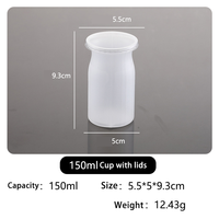 Pot en plastique PP jetable de 125 ml et 150 ml pour lait, pouding, yaourt, dessert, mousse, gâteau, gelée - Contenant alimentaire multi-usages