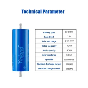 Batería de Titanato de Litio Cilíndrica HED/OME LTO66160K 45Ah 2.3V Grado A, 30000 Ciclos de Vida Útil, Certificación <span class=keywords><strong>CE</strong></span> - Product Image 6