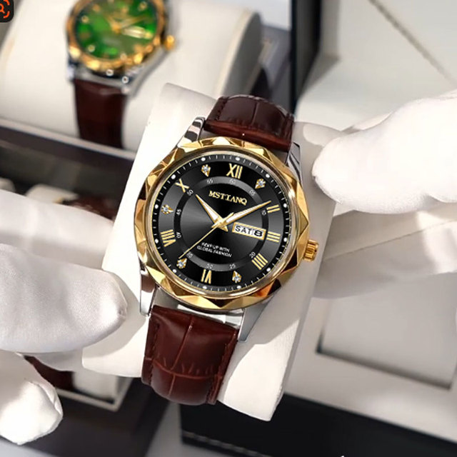 For Luxury Business Sport Fashion Charm Men's Quartz Watch Alloy Case Leather Strap Waterproof Luminous