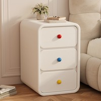 Table de chevet ultra-étroite à 3 tiroirs en bois massif, style crème, moderne et compacte pour enfants, meuble de rangement pour chambre à coucher