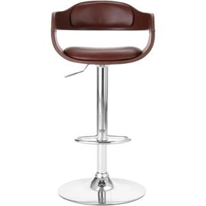 Contemporary Luxury Faux Leather Swivel <b>Adjustable</b> Barstool with Padded Seat Back Metal Base Lightweight for Home <b>Bar</b> Hotel Use - Product Image 1