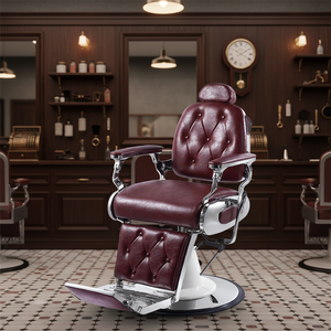Chaise de salon de coiffure en cuir synthétique de luxe au design moderne avec repose-pieds, accoudoirs, rotation à 360 degrés TS-3534A - Product Image 3