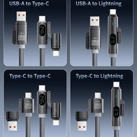 Vente en gros 240w 4 en 1 câble de charge Type C USB multifonction Pd 2m rétractable 4 en 1 câble de données USB avec boîte d'emballage