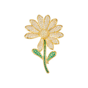 Daisy Brooch Micro Inlaid Zircon Flower Shape Women's Corsage Gift Zinc Alloy XC07526 - Product Image 5