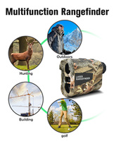 Télémètre de chasse camouflage laser avec logo personnalisé, rechargeable Type-C, objectif 6X, écran LCD, portée 600m 1000m 1200m 1500m