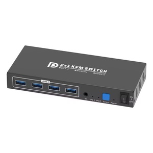 Commutateur <span class=keywords><strong>KVM</strong></span> JustLink 2X1 DP avec boîtier métallique pour 2 ordinateurs, 1 moniteur 8K60Hz, 4 ports USB 3.0, clavier/souris partagés - Product Image 2