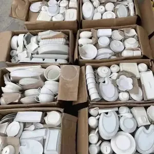 White Ceramic Stock Factory Direct Wholesale Cheap Price Stock Ceramic plate bowls mixed ceramic stock by box carton