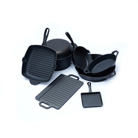 Ensemble de casseroles en fonte 2 en 1, poêle à frire pré-assaisonnée, casserole profonde, poignées doubles, compatible gaz et induction, cocotte