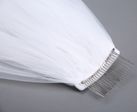 Feishiluo Offres Spéciales luxe 3.5m de Long blanc ivoire dentelle Appliques bord mariage voiles de mariée Tulle cathédrale voile avec peigne